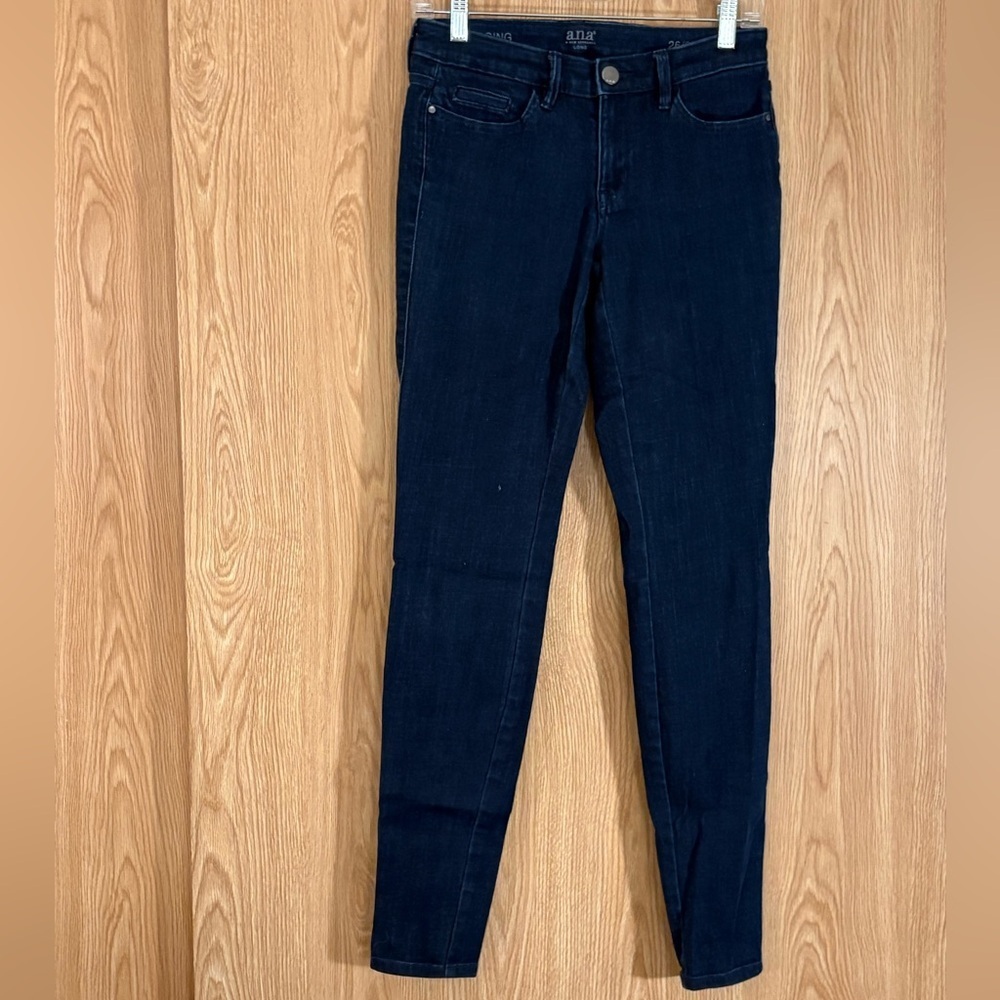 a.n.a Women's Dark Blue Skinny Long Jeans